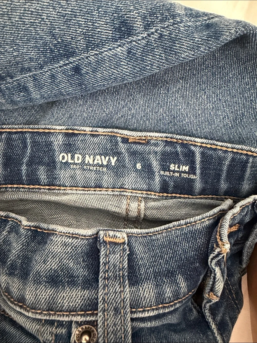 Old Navy Blue Denim Jeans with Contrast Stitching boys size 6